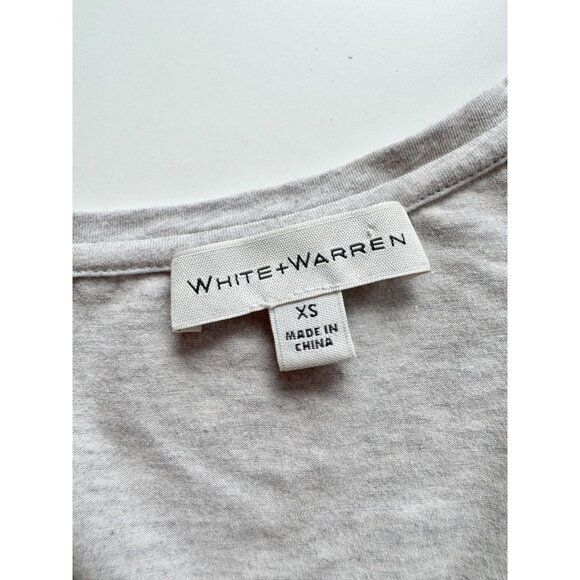 WHITE + WARREN Grey Cotton Modal Jersey Scoop Neck Half Sleeve T-Shirt, Size XS - Picture 8 of 13